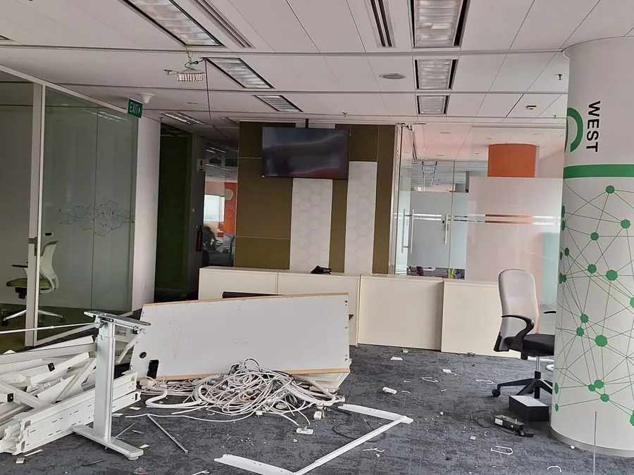 Glass partitions removed during an office reinstatement