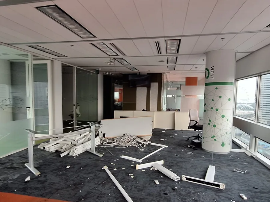 Office partitions and fittings being stripped out by Trends Interior