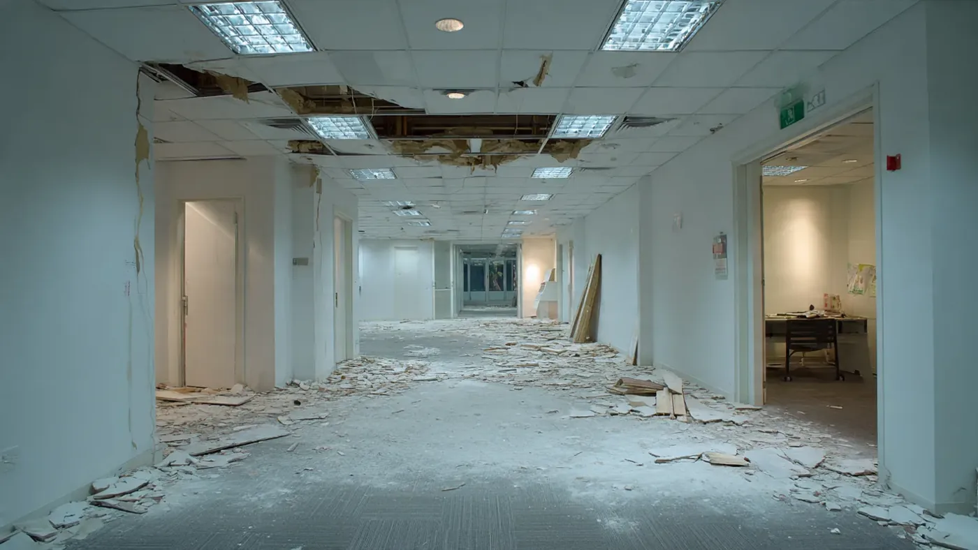 A commercial office unit stripped out and reinstated to bareshell